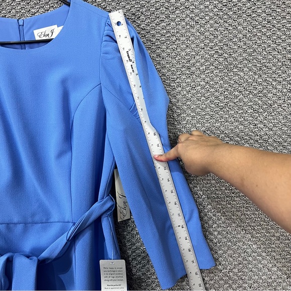 Eliza J Blue Peplum A-Line Dress with Puff Sleeves - Picture 7 of 14